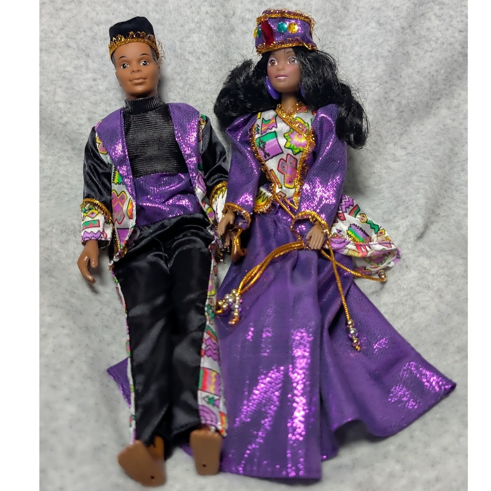 Princess Imani and Prince Menelik Vintage Olmec Dolls Purple Cultural Set 90s